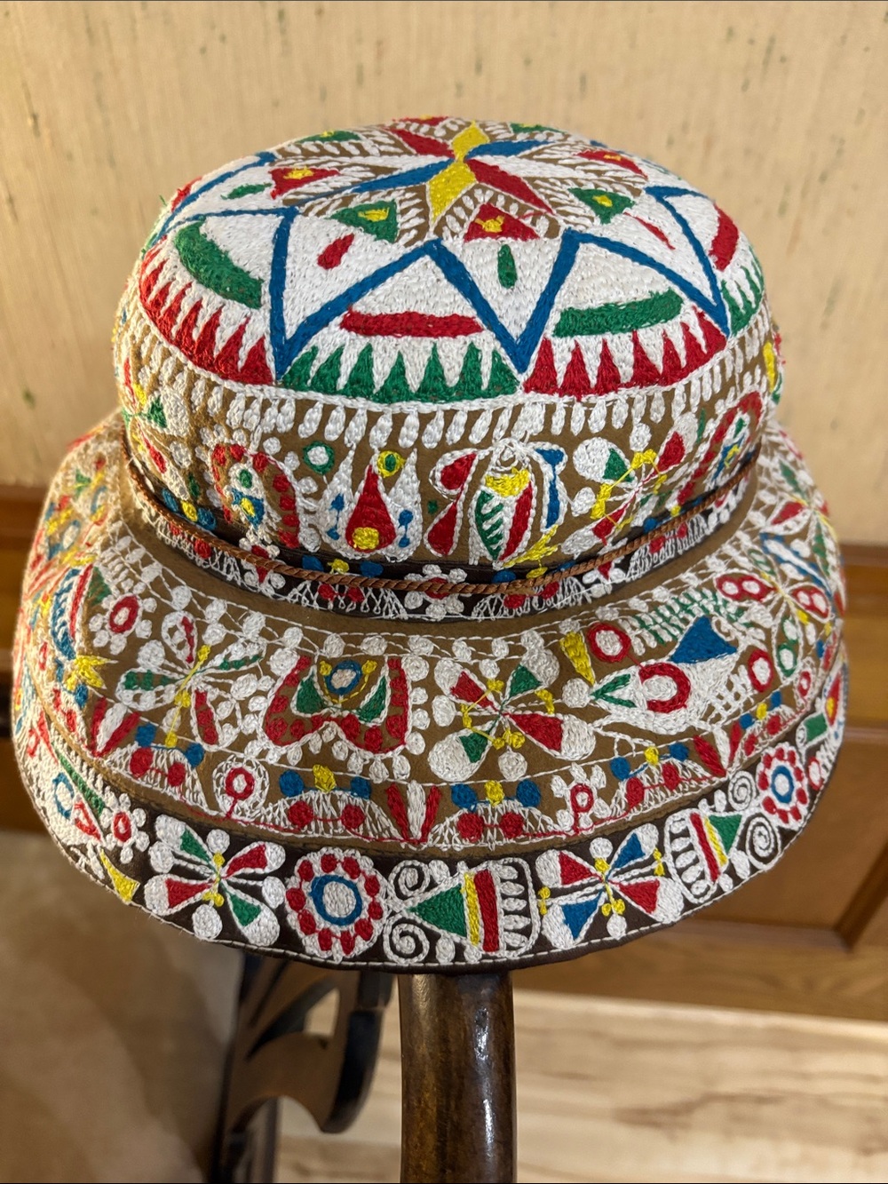 Hand-Embroidered Multicolor Boho Bucket Hat - Picture 6 of 9